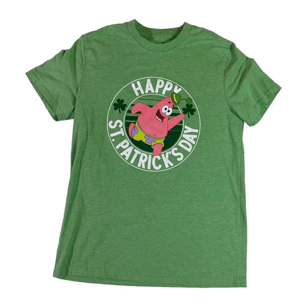 Spongebob St. Patricks Day T Squarepants Happy shirt Size Large Green Mens‎